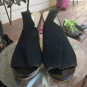 Black cork heel wedge